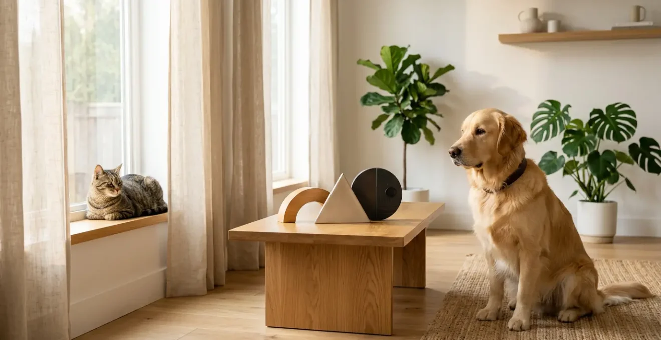 Dog and cat in a home environment showing different flea and tick prevention methods