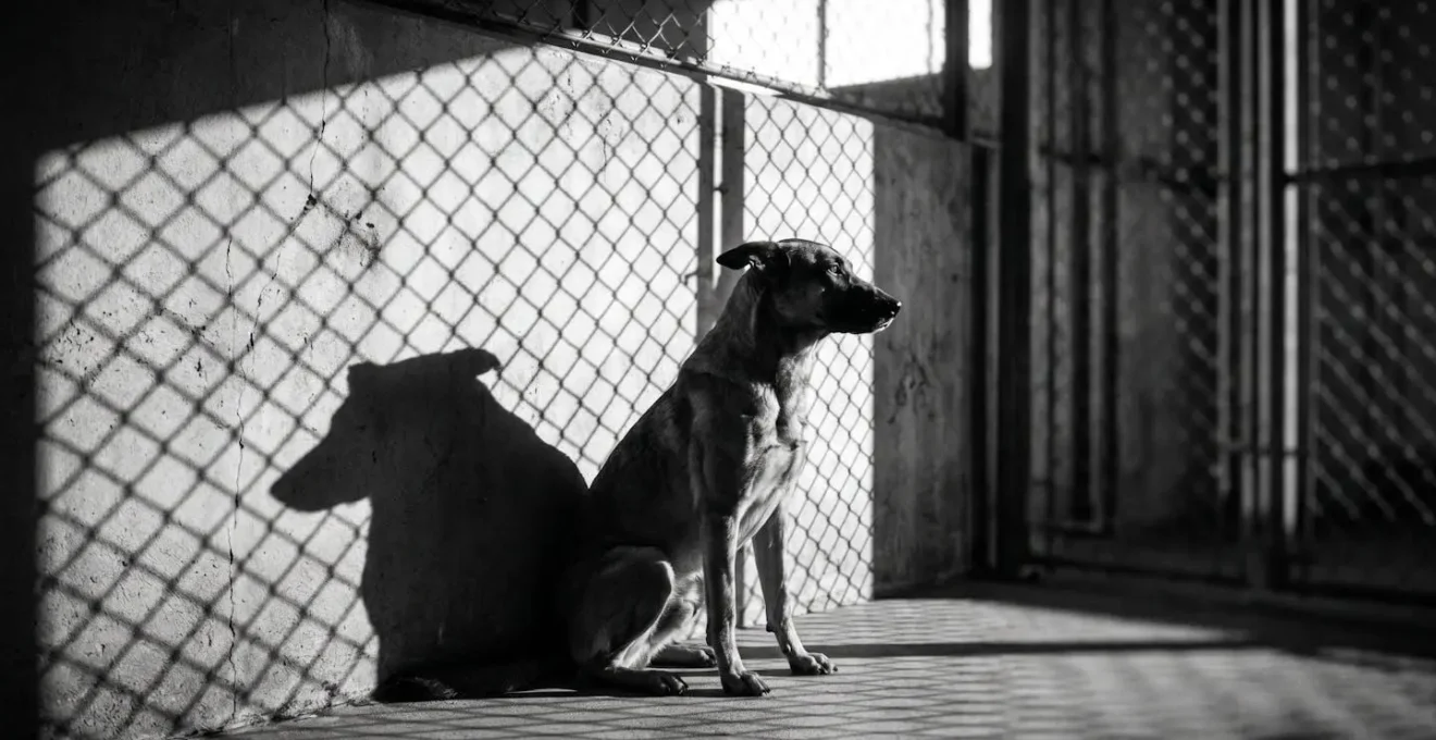 Visual representation of barrier frustration in kenneled dogs showing contrasting behaviors