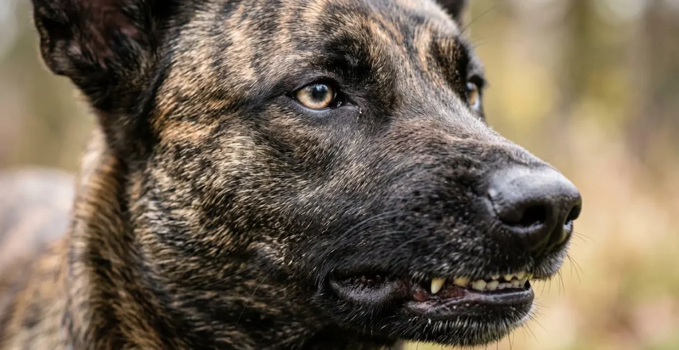 Close-up of a dog showing subtle warning signals through body posture