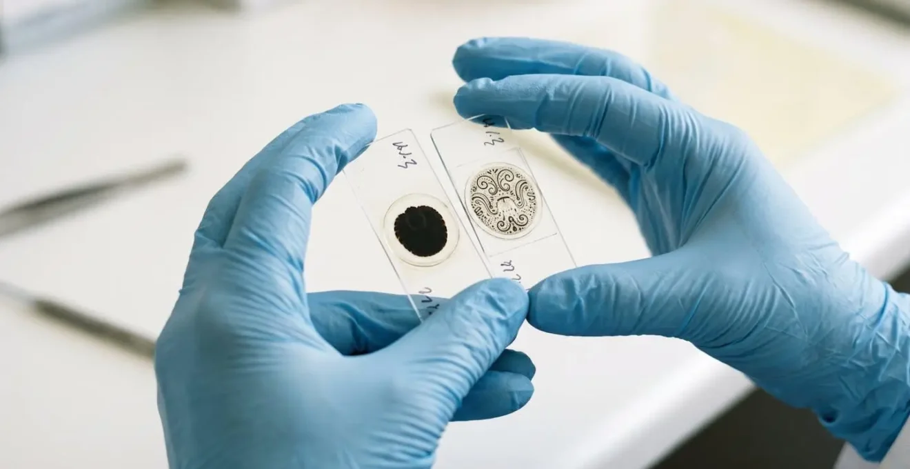 Close-up comparison of tick identifying features